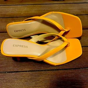 Express Square Toe Heeled Flip-Flop Golden Yellow - 7.5